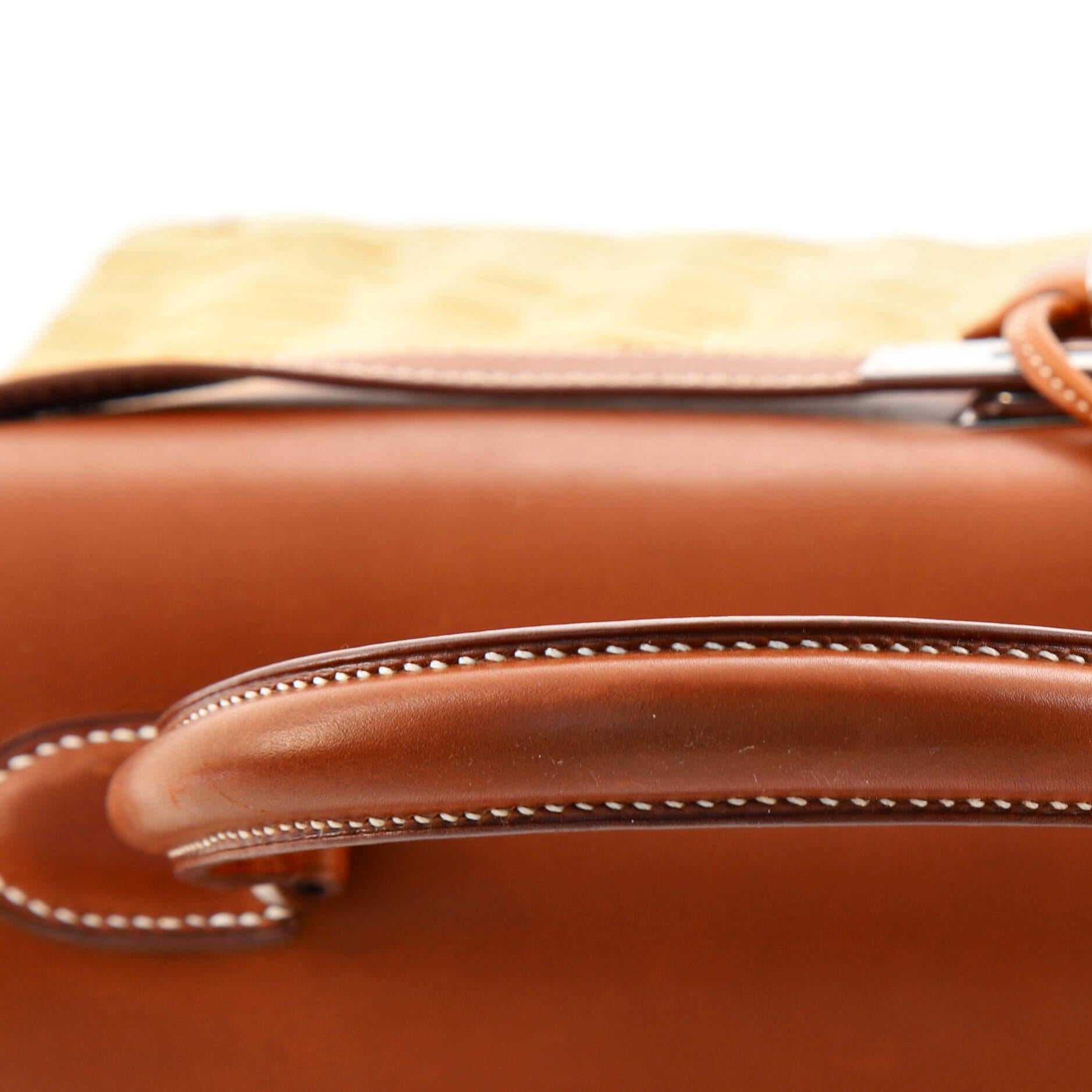 Hermes Picnic Kelly Handtasche braune Barenia und Korbweide mit Palladiumbeschlägen 35 6
