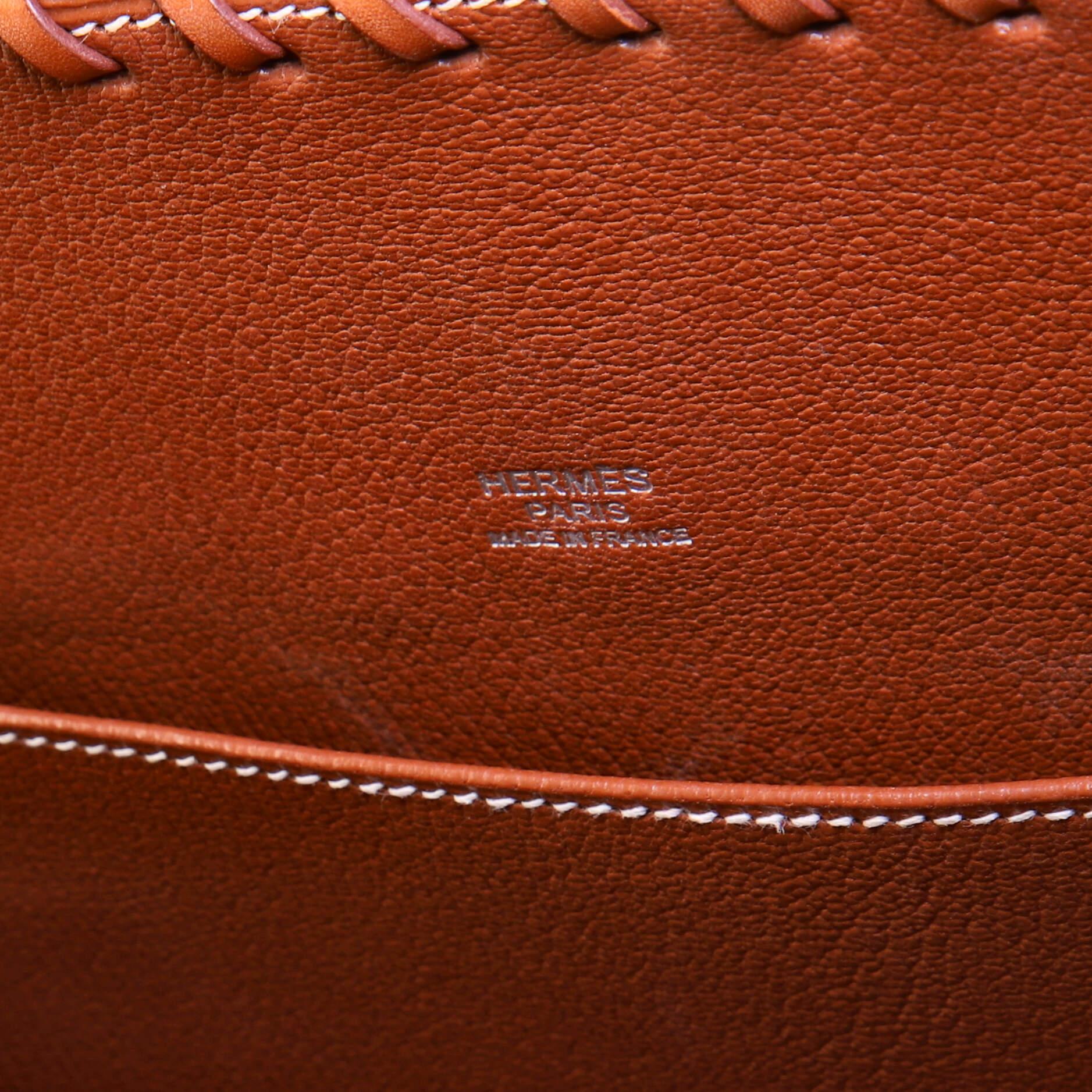 Hermes Picnic Kelly Handtasche braune Barenia und Korbweide mit Palladiumbeschlägen 35 2