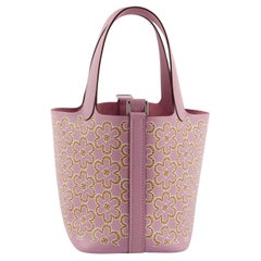 HERMÈS PICOTIN 14CM MICRO MAUVE SYLVESTER "LUCKY DAISY" Swift Leather with Palla