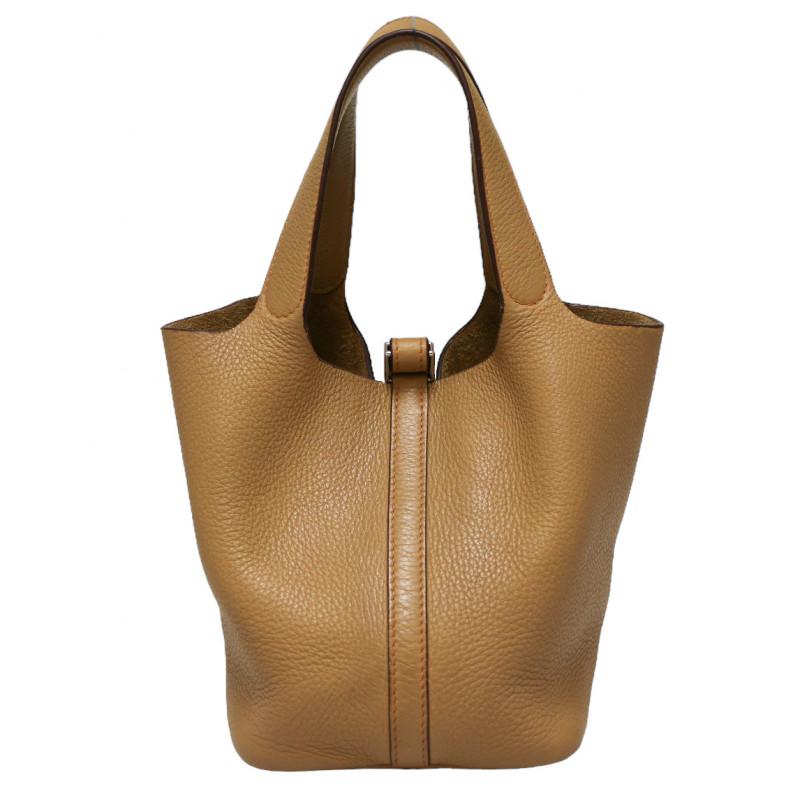 Brown HERMES Picotin 18 Bag Clémence Baby Bull Leather For Sale