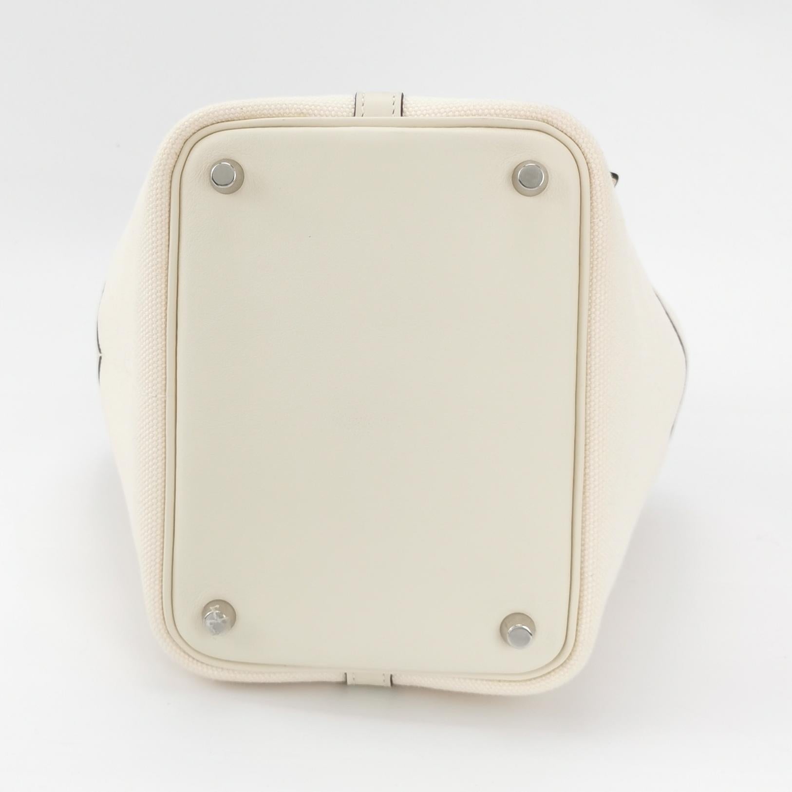 Hermes Picotin 18 Cargo Lock Pocket 18 Cream White Swift in pelle e tela PHW in vendita 3
