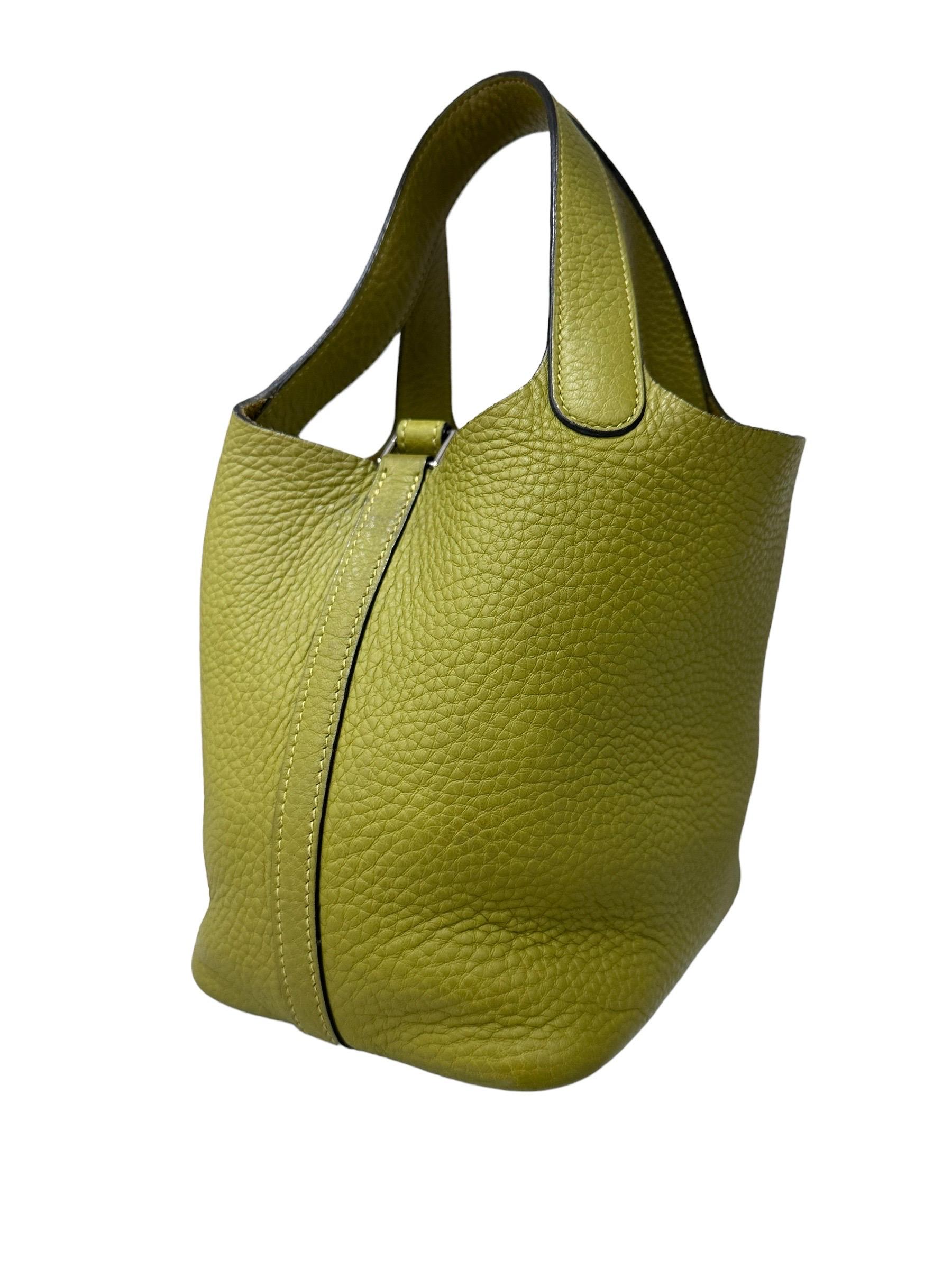 Hermès Picotin 18 Cleamence Leather Vert Anis Top Handle Bag For Sale 1