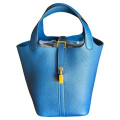 Hermes Picotin 18 Deep Blue Mini Lock Bag 18cm Gold Hardware Handbag