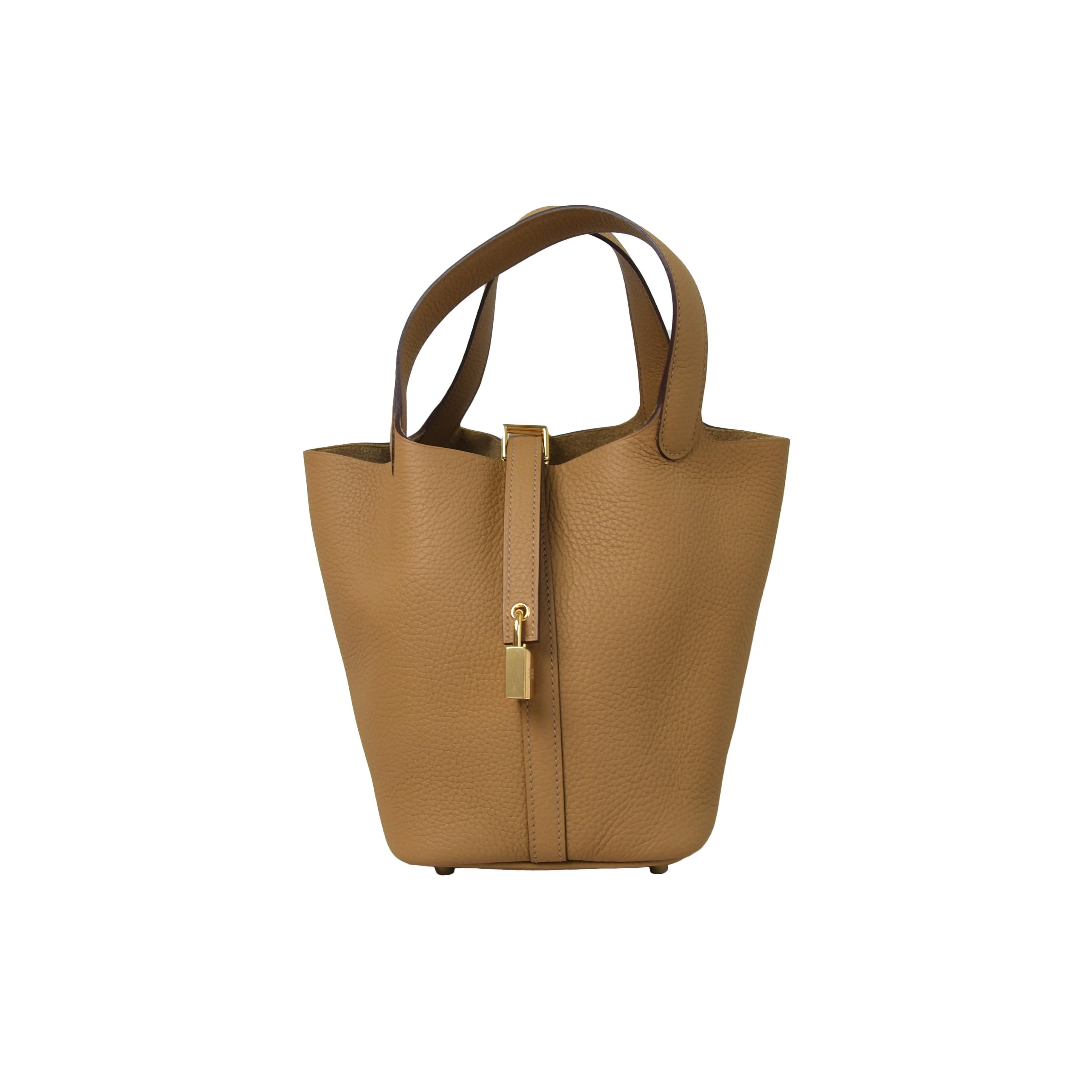 Biskuit aus 18 Gold mit Beschlägen von Hermes Picotin im Zustand „Neu“ im Angebot in Flushing, NY