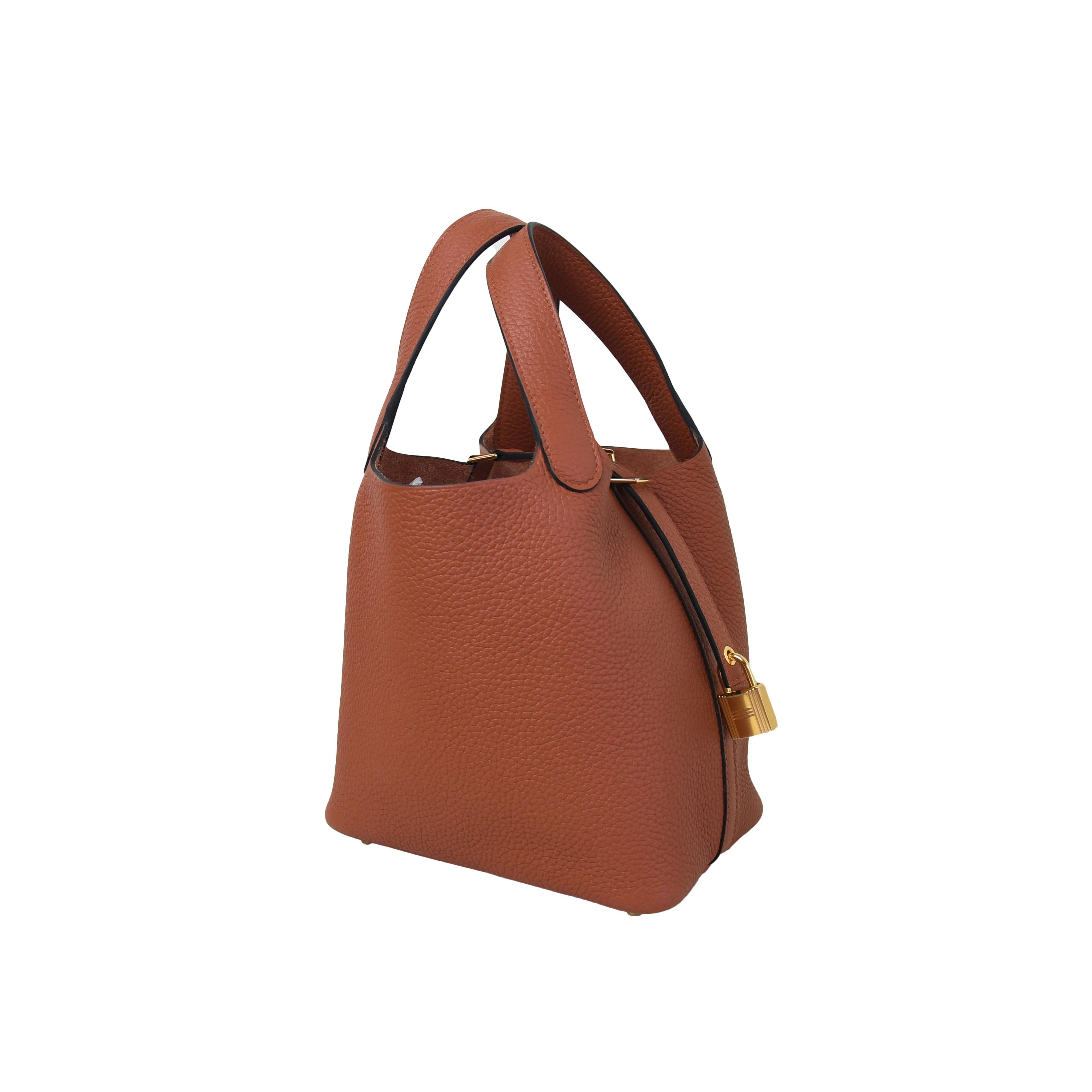 Hermes Picotin 18 Gold Hardware Cuivre (Braun) im Angebot