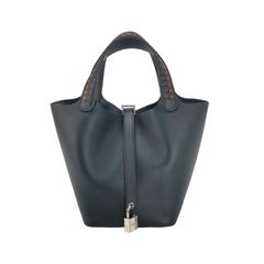 Hermes Picotin 18 Manici Intrecciato Pelle Epsom Midnight Navy PHW