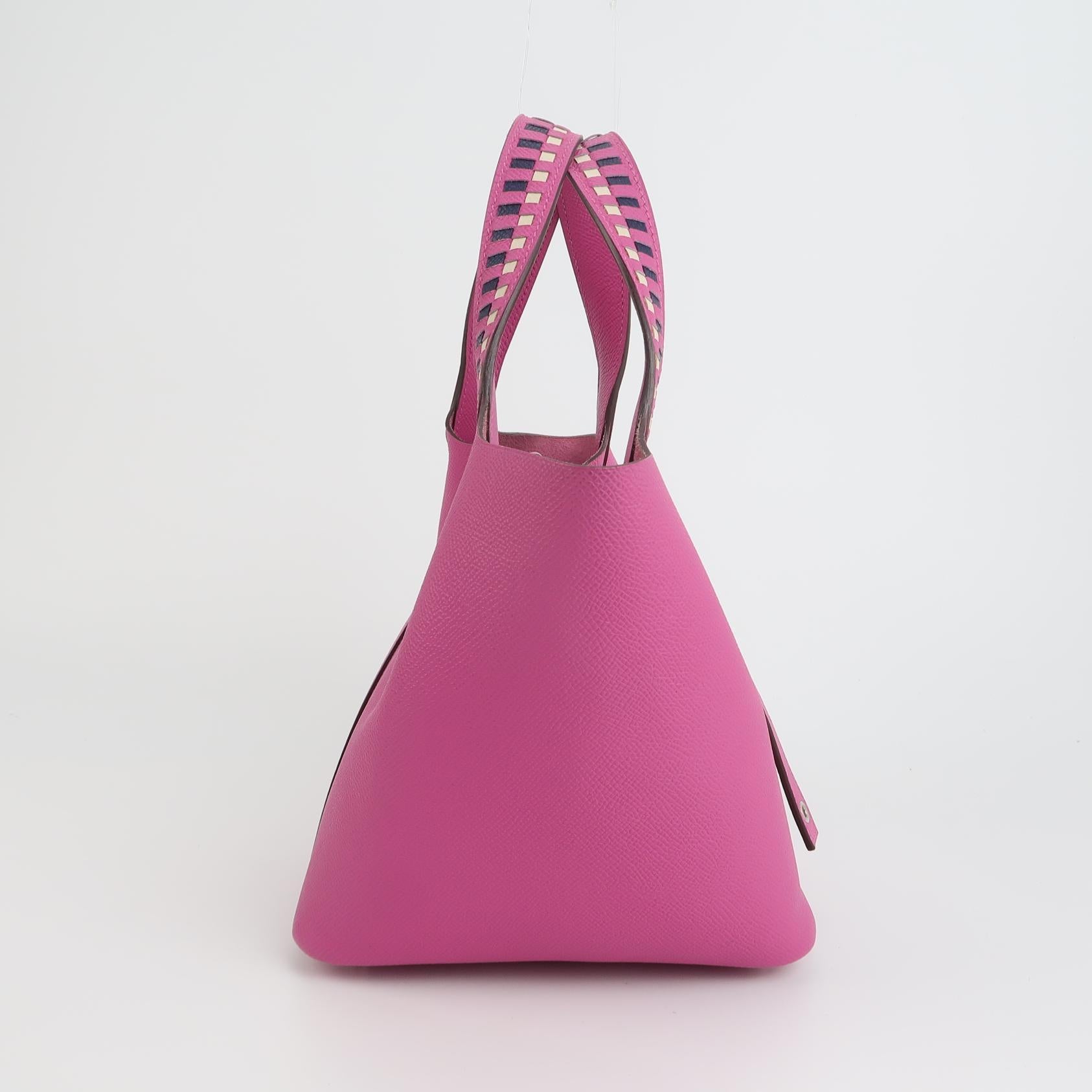 Hermes Picotin 18 Intrecciato Poignées Cuir Epsom Rose PHW 1