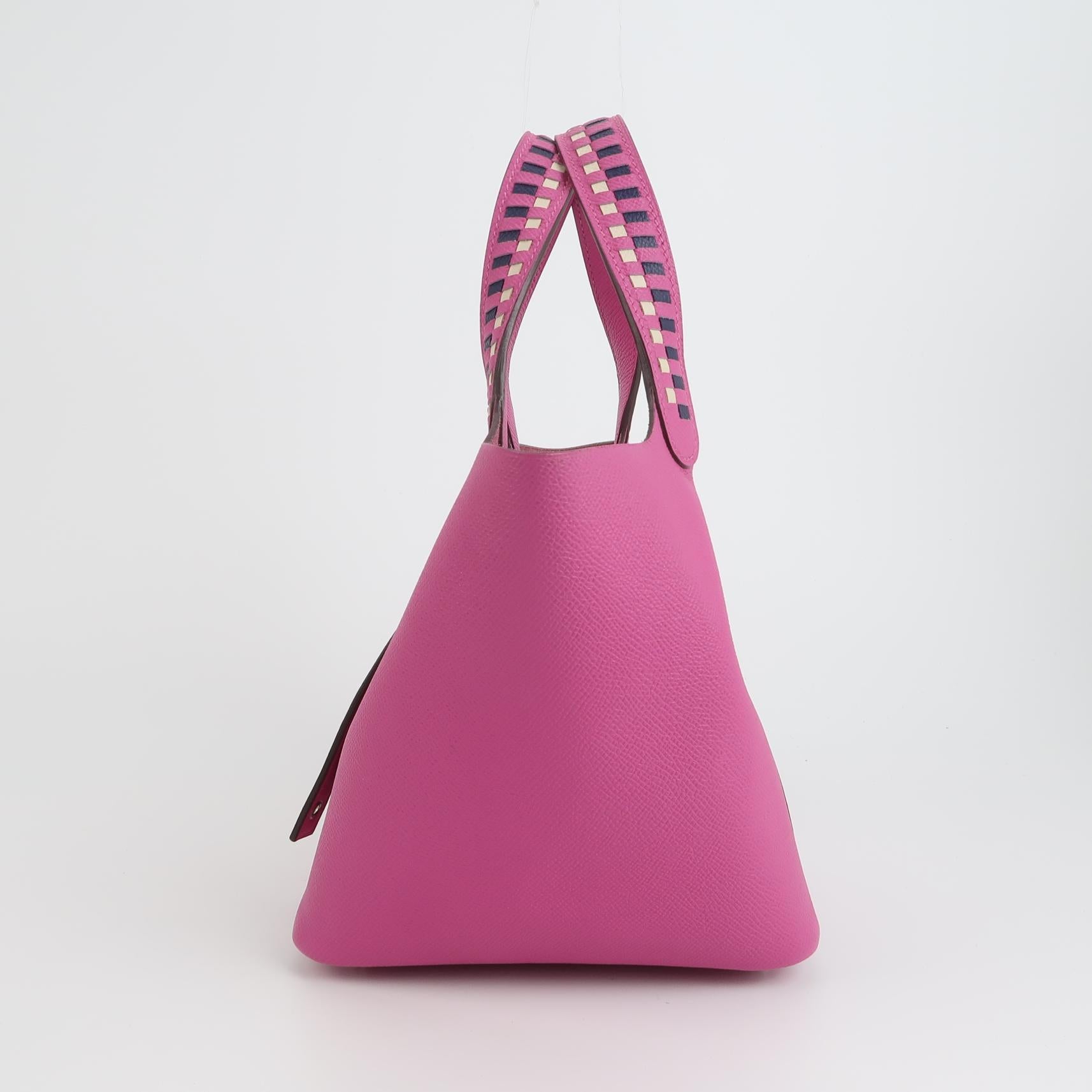 Hermes Picotin 18 Intrecciato Poignées Cuir Epsom Rose PHW 2