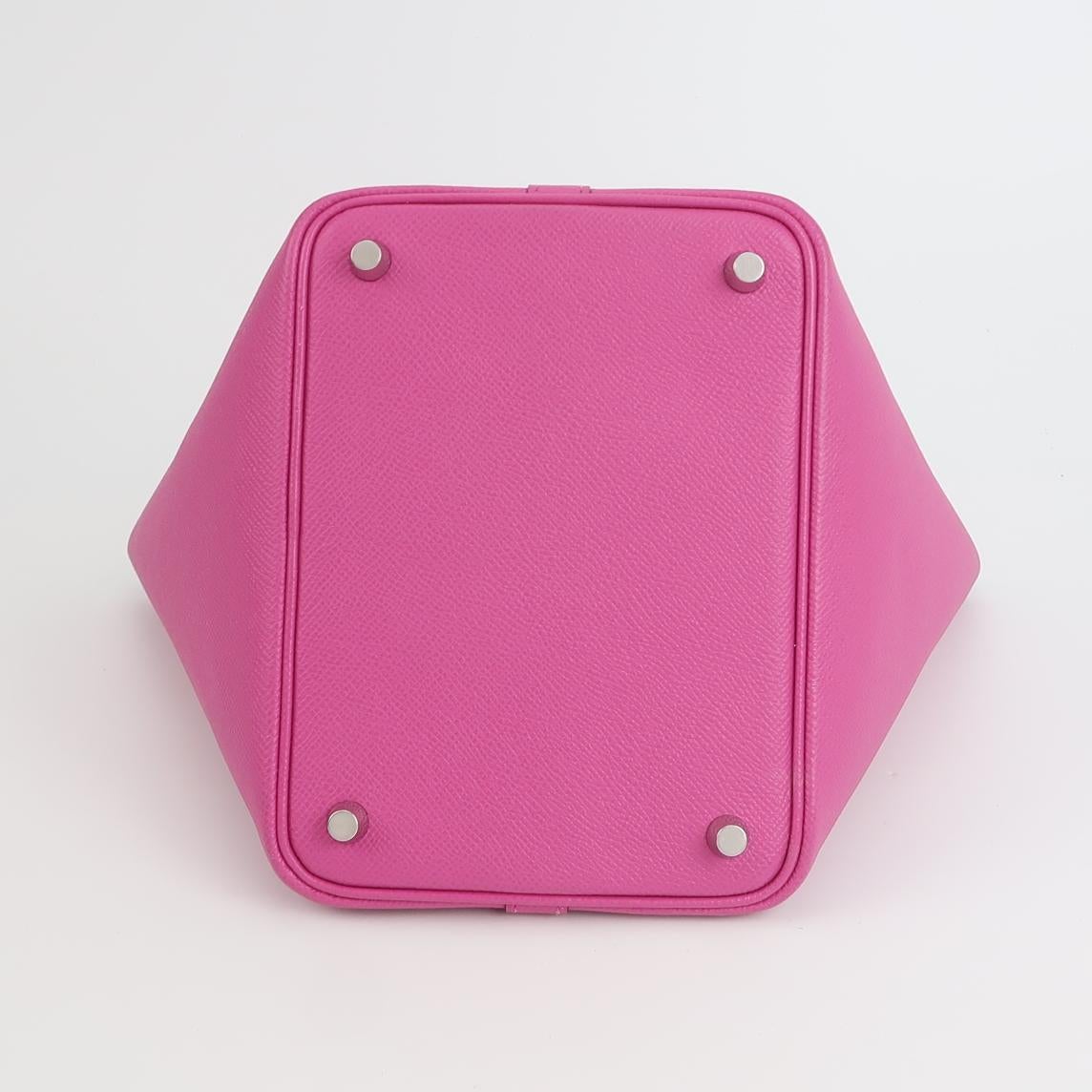 Hermes Picotin 18 Intrecciato Poignées Cuir Epsom Rose PHW 3