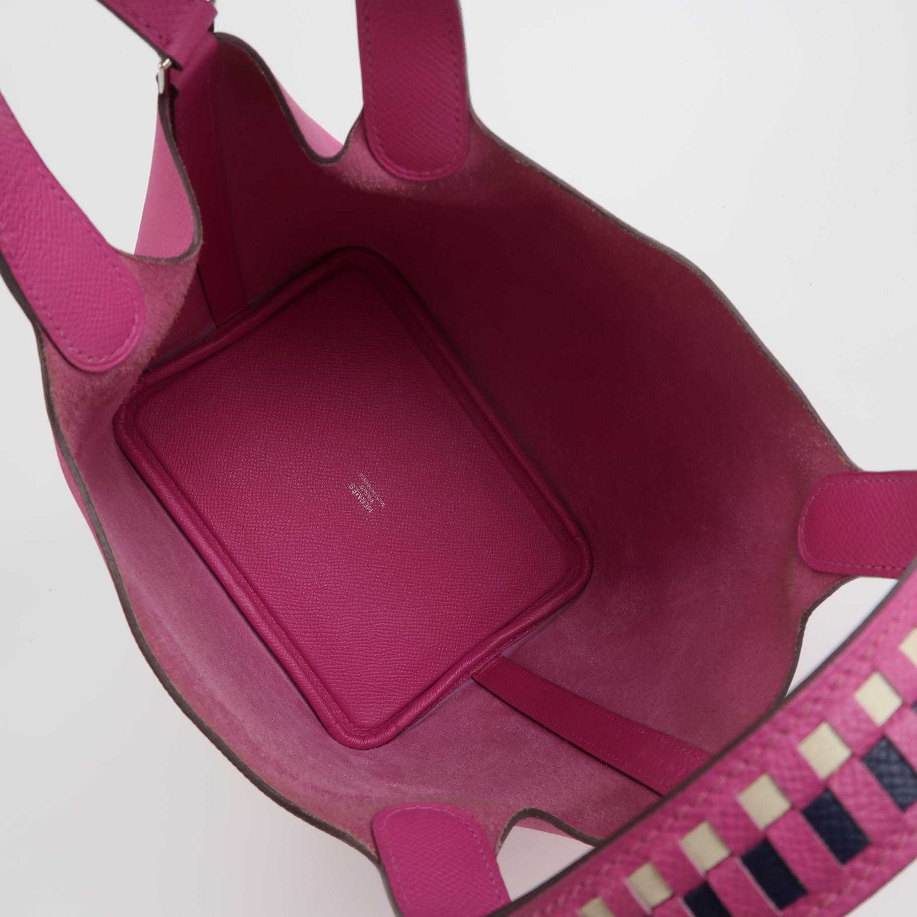 Hermes Picotin 18 Intrecciato Poignées Cuir Epsom Rose PHW 4