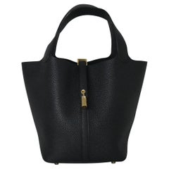 Hermes Picotin 18 Lock Bag Gold Hardware Black