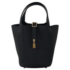 Hermes Picotin 18 Lock Bag Touch Gold Hardware Black