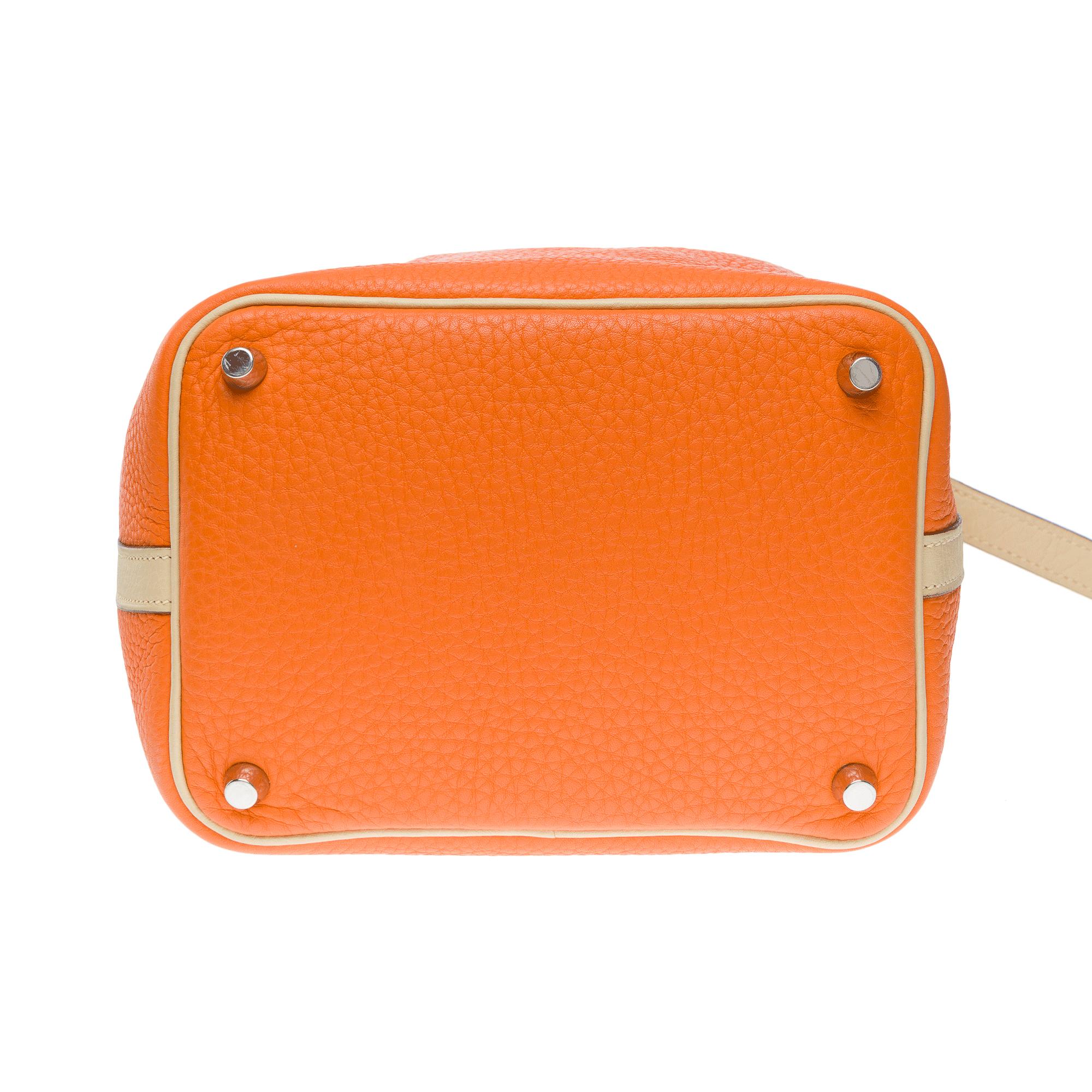 Hermès Picotin 18 lock in Orange and Parchemin Taurillon leather , PHW For Sale 6