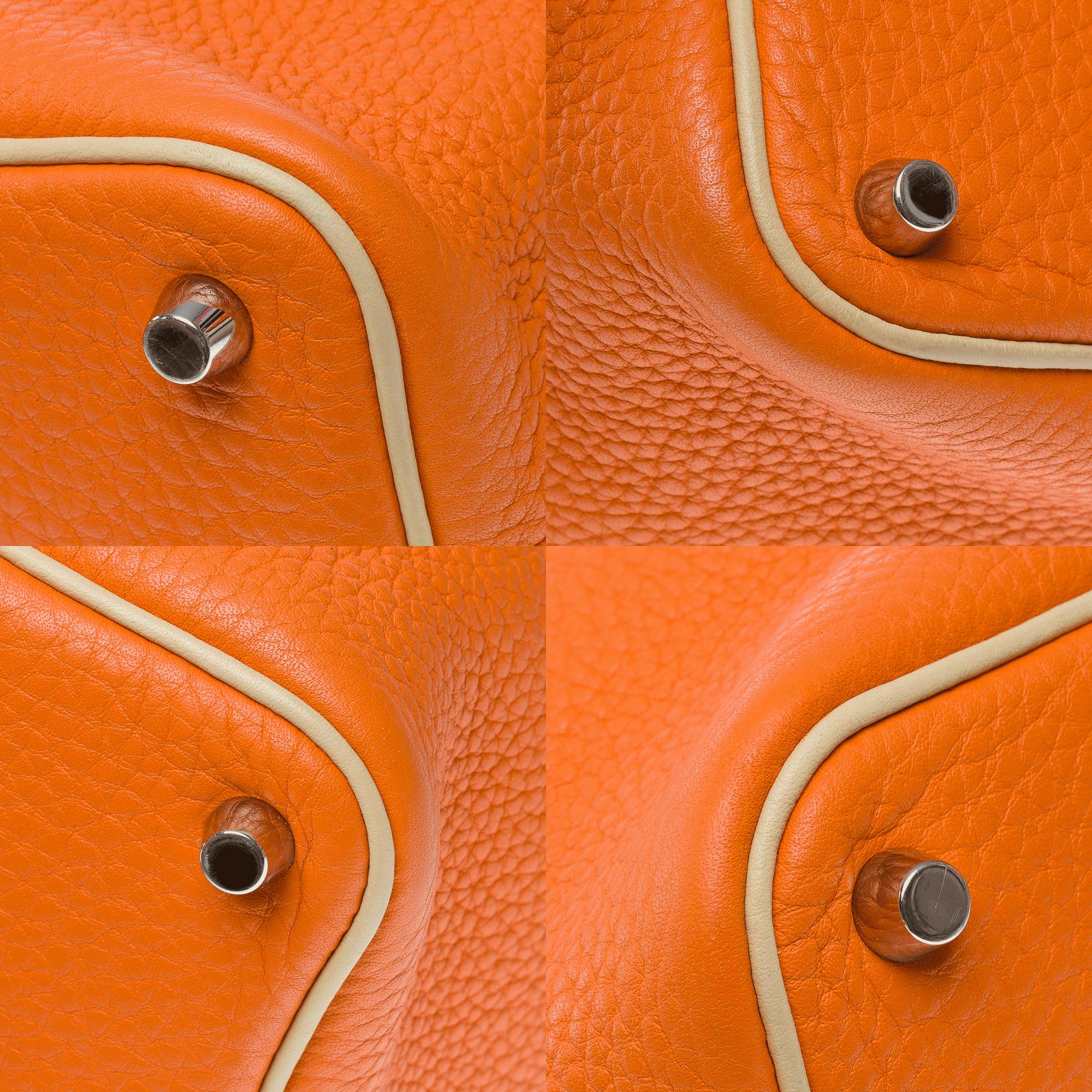 Hermès Picotin 18 lock in Orange and Parchemin Taurillon leather , PHW For Sale 7