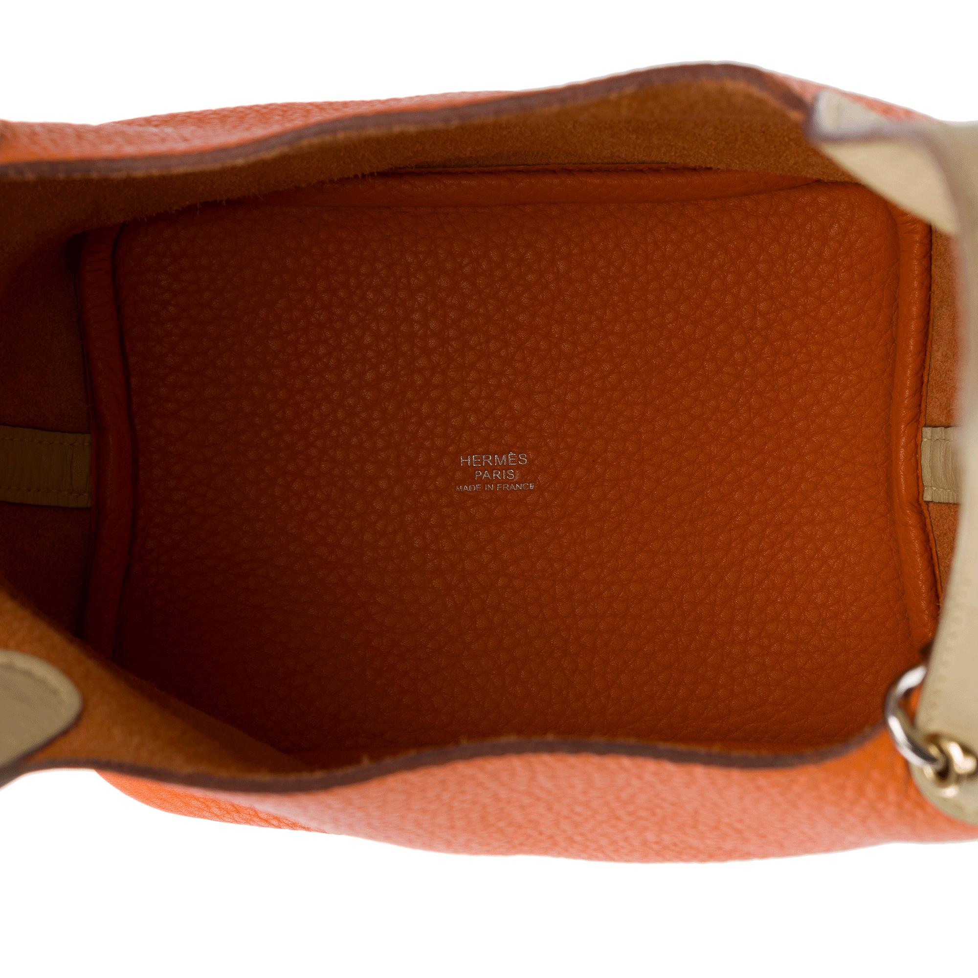 Hermès Picotin 18 lock in Orange and Parchemin Taurillon leather , PHW For Sale 4