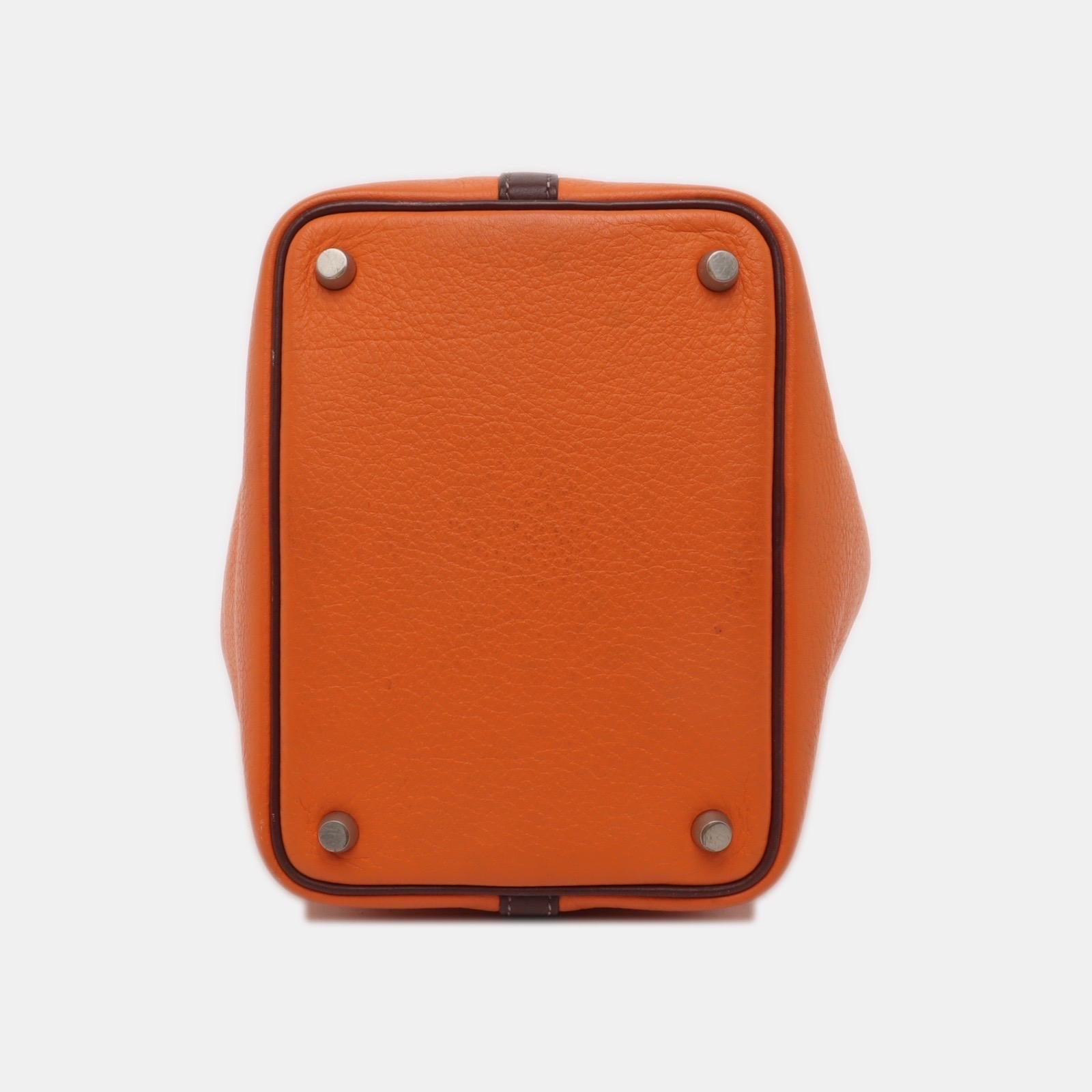 Hermes Picotin 18 Orange Brown Strap Clemence Taurillon Leather 2003 1