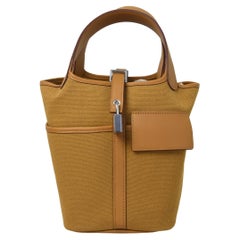 Hermès - Sac à main Picotin 18 en palladium Sesame Cargo