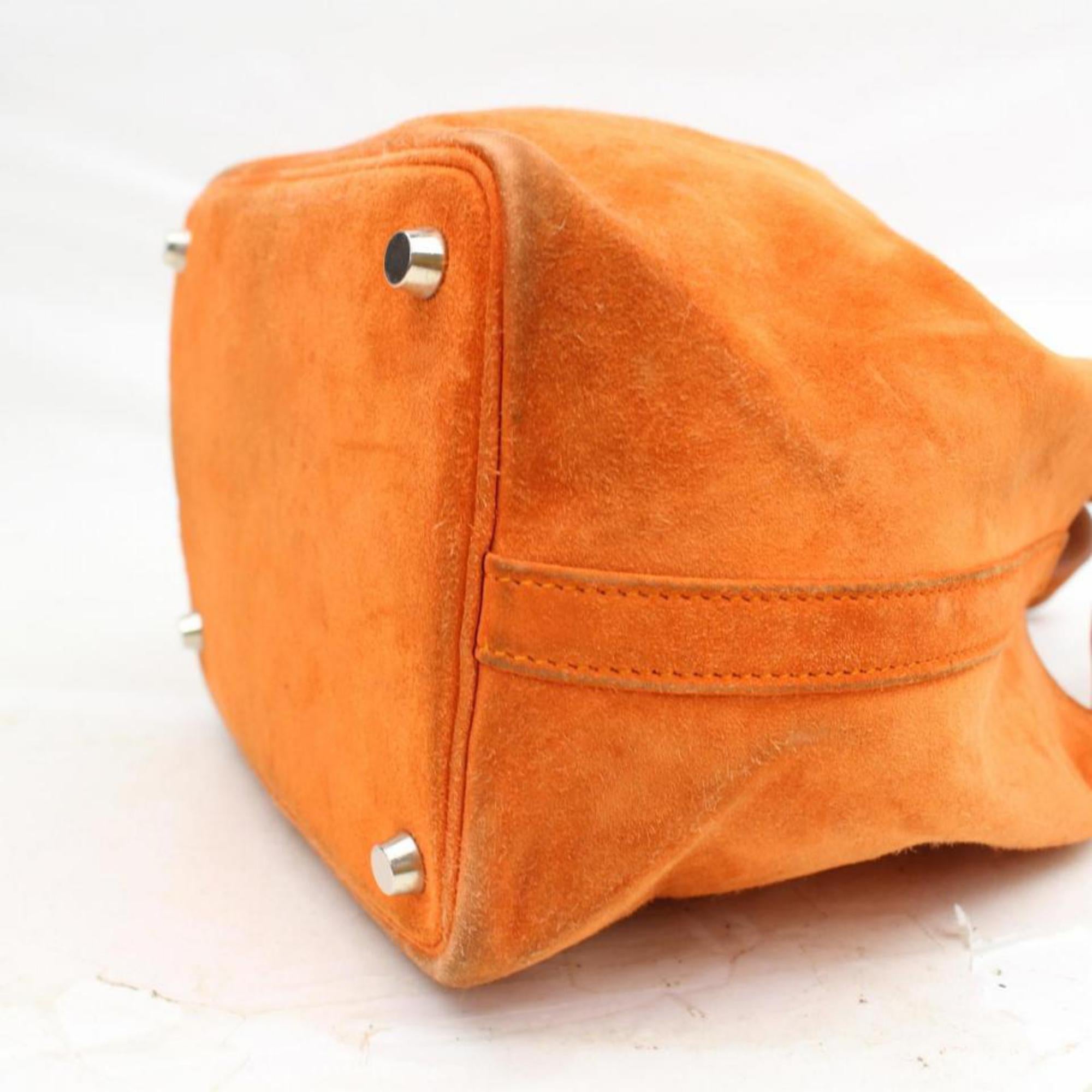 Hermès Picotin 18 Pm 868694 Orange Suede Leather Tote For Sale 6