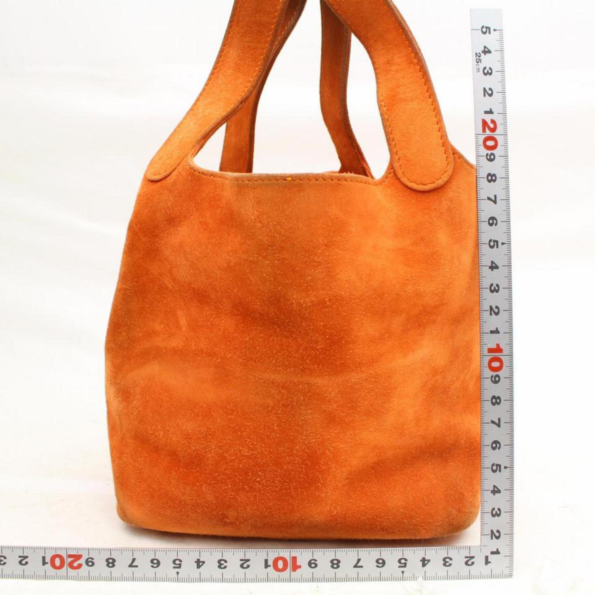 Women's Hermès Picotin 18 Pm 868694 Orange Suede Leather Tote For Sale