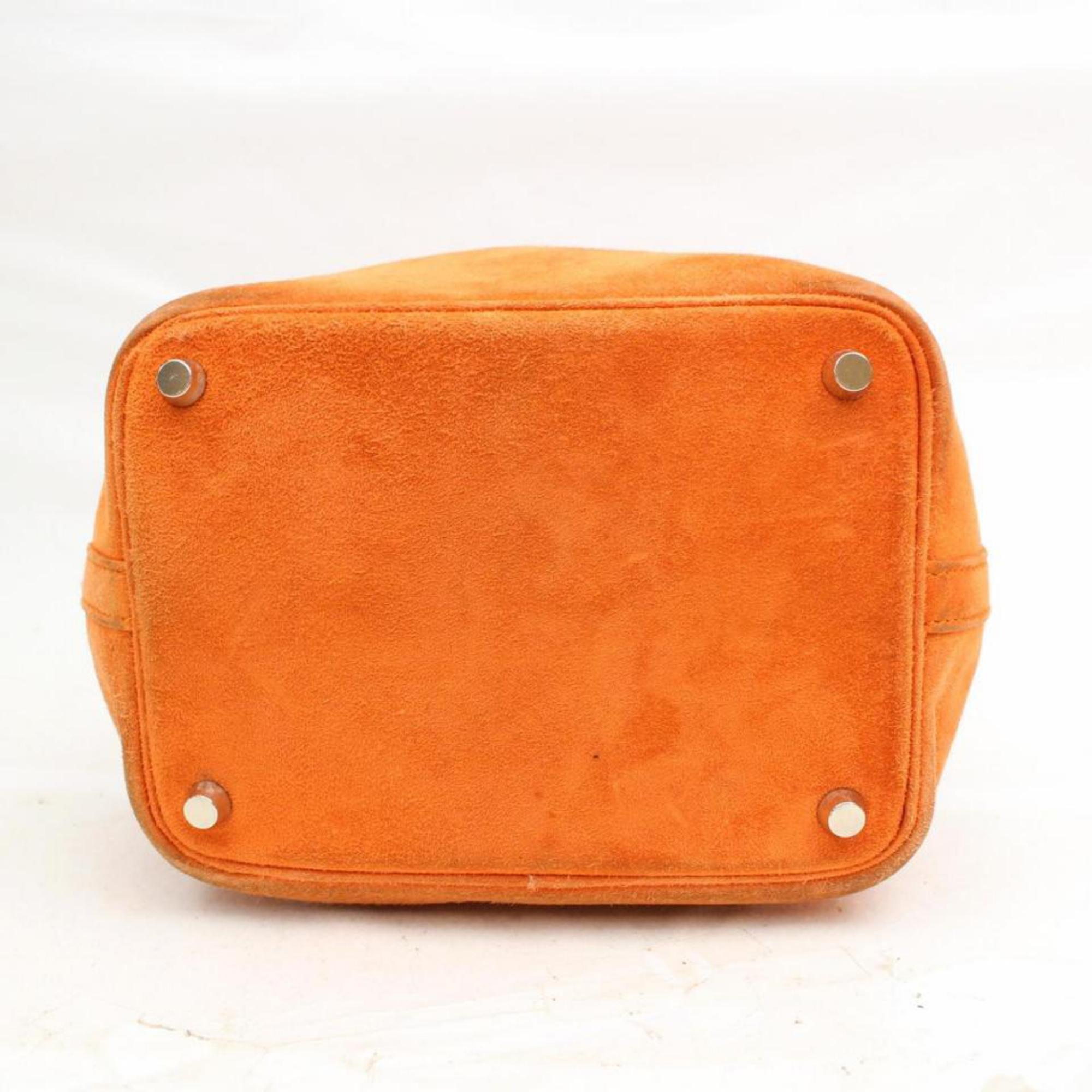 Hermès Picotin 18 Pm 868694 Orange Suede Leather Tote For Sale 2