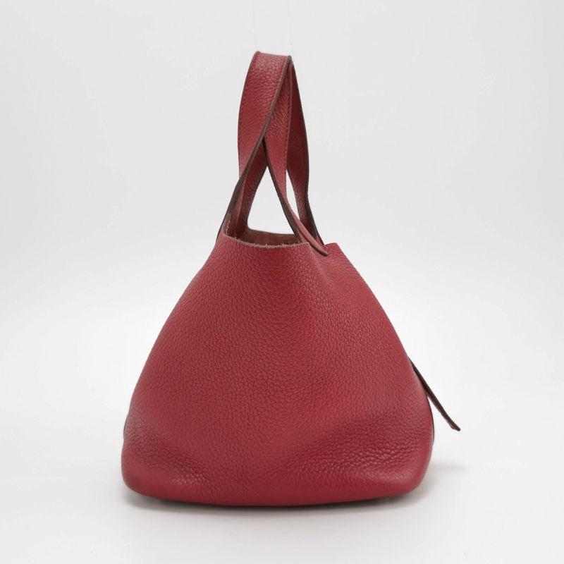 Brown Hermes Picotin 18 Red Clemence Taurillon Leather 2014