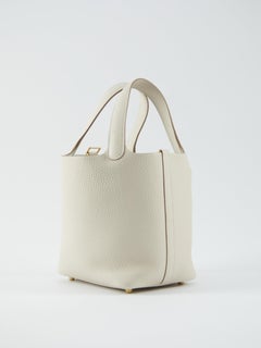 HERMÈS PICOTIN 18CM BETON Clemence Leather with Gold Hardware