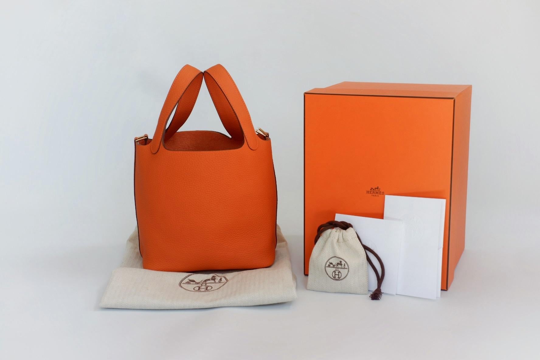 Hermes Picotin 18cm Minium Orange  Neuf - En vente à Sheffield, GB