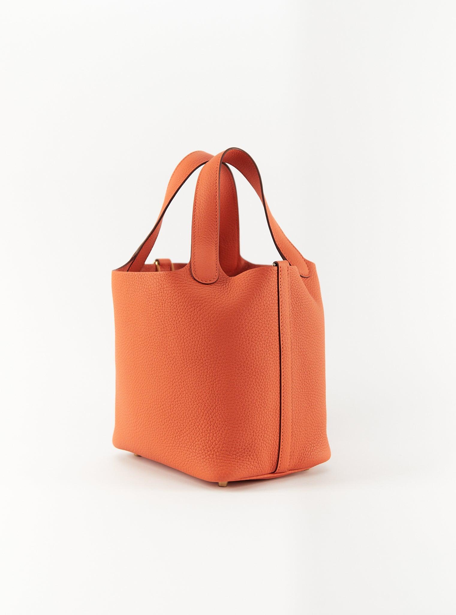Hermès Picotin 18cm in Orange 

Clemence Leather with Gold Hardware

B Stamp / 2023

Accompanied by:  Hermes box, Hermes dustbag, lock, keys, care card and ribbon

Measurements: 7