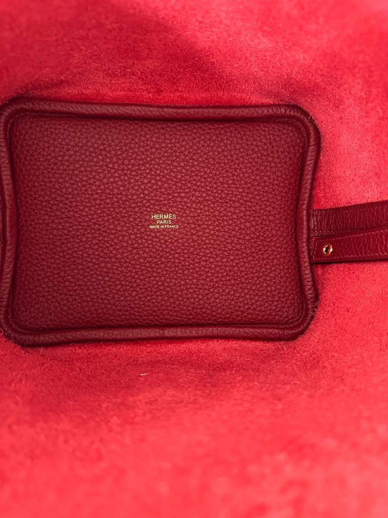 Hermes Picotin 18cm Rouge H Lock Gold Hardware New Bag In New Condition In West Chester, PA