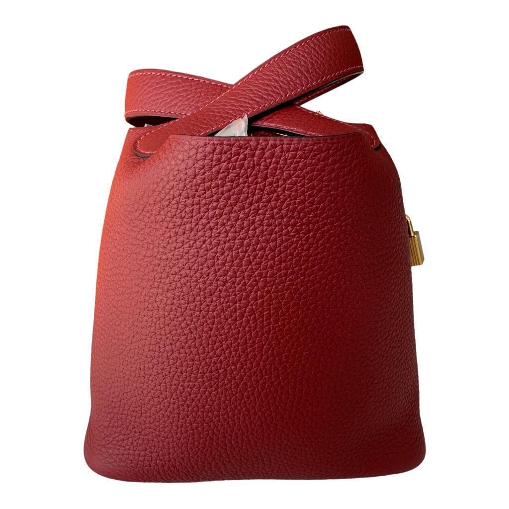 Women's or Men's Hermes Picotin 18cm Rouge H Lock Gold Hardware New Bag