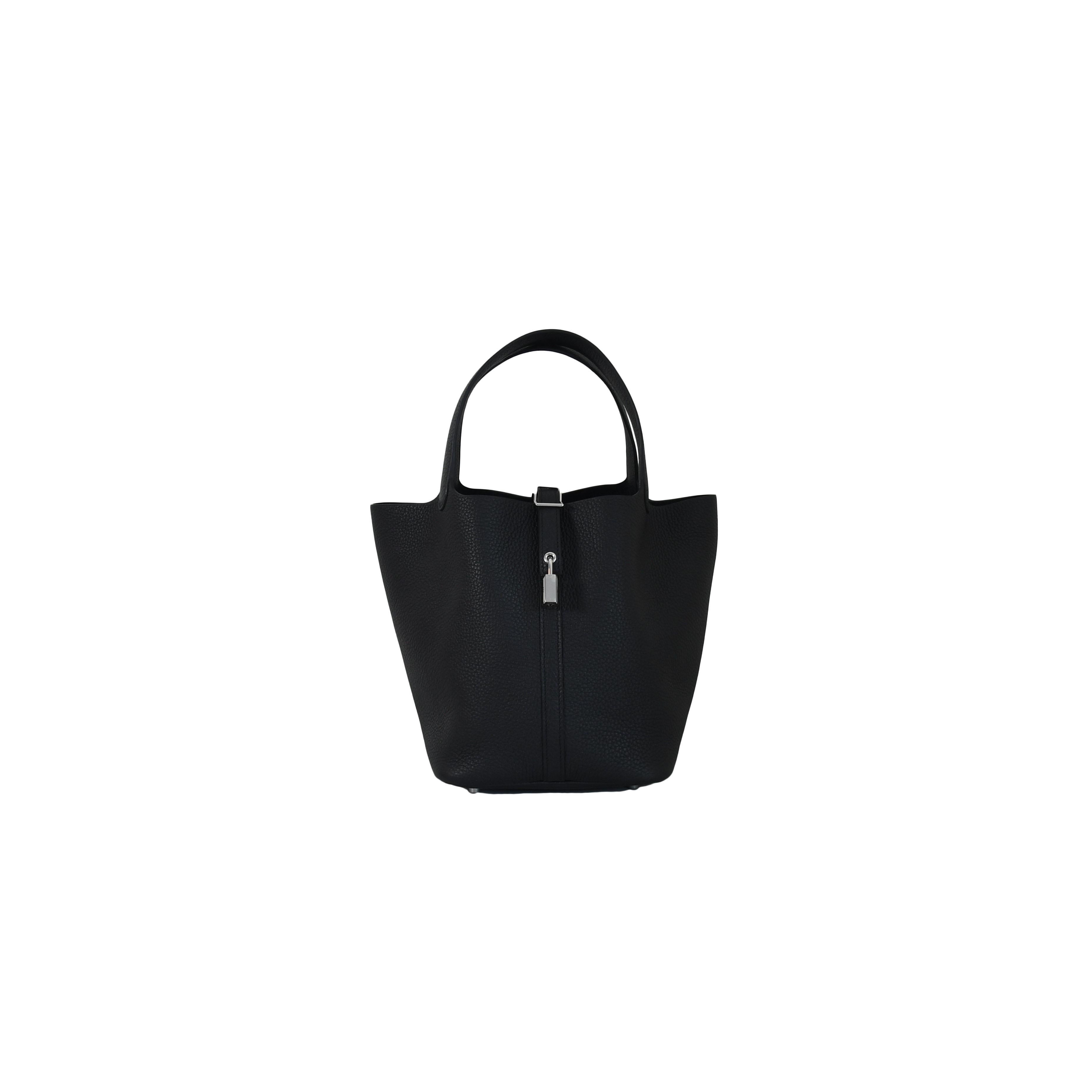 Women's or Men's Hermes Picotin 22 Lock Bag Palladium Hardware Black For Sale