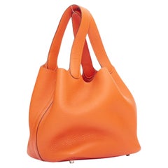 HERMES Picotin 22, orange, Clemence-Leder, Palladium-Beschläge, Tragetasche MM