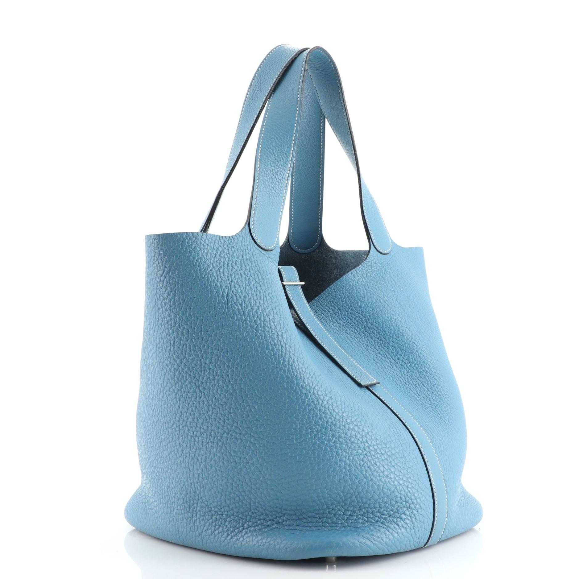 Blue Hermes Picotin Bag Clemence GM