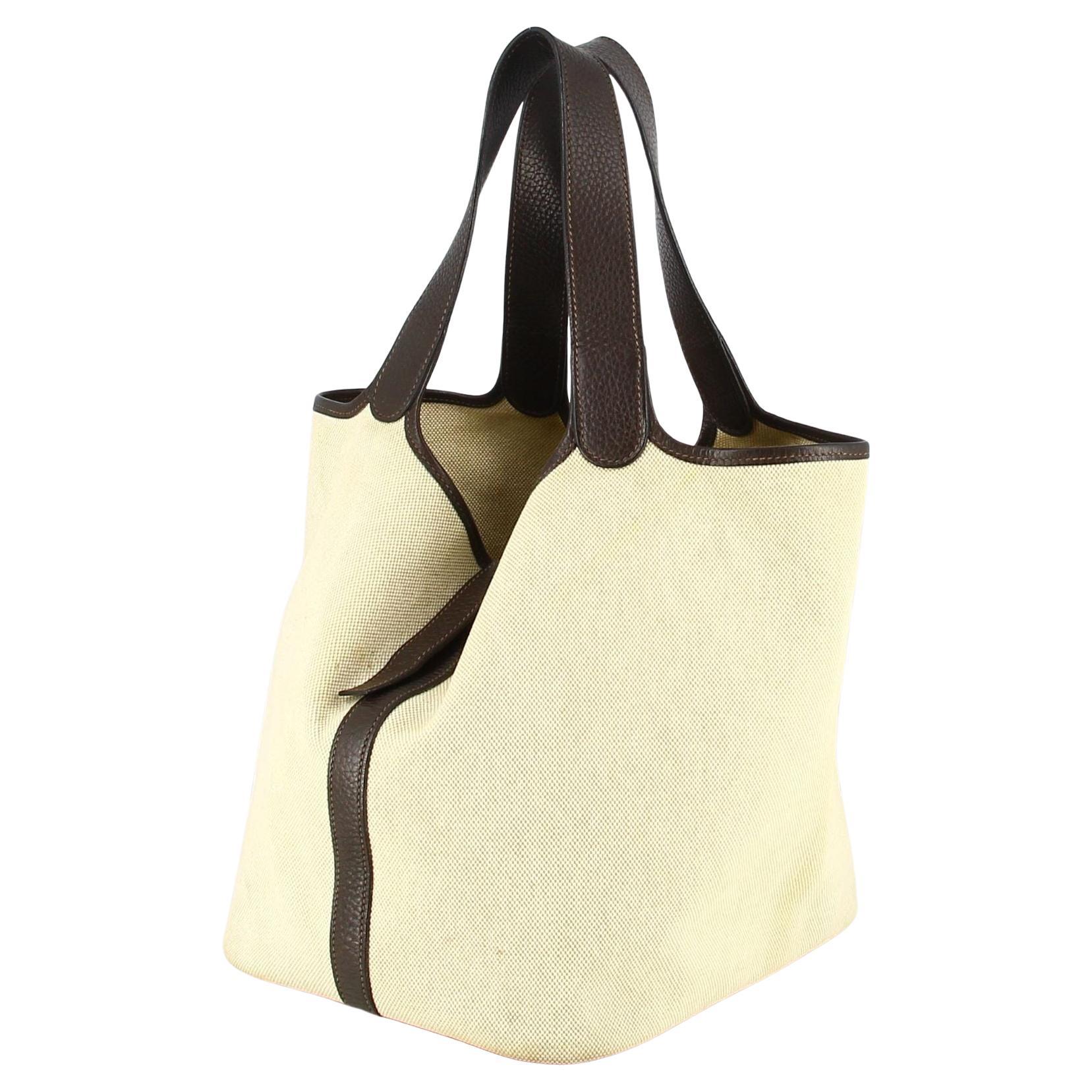 Hermes Picotin GM Bag Beige Canvas 