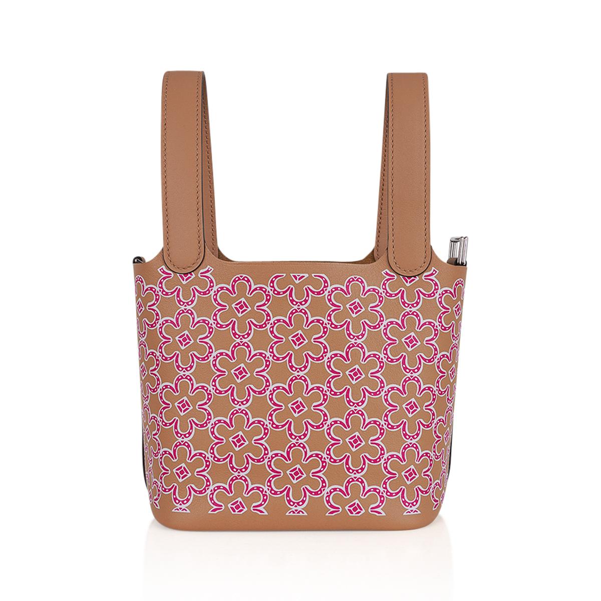 Hermes Picotin Lock 14 Micro Lucky Daisy Borsa Chai / Rose Palladium Hardware In condizioni Nuovo in vendita a Miami, FL