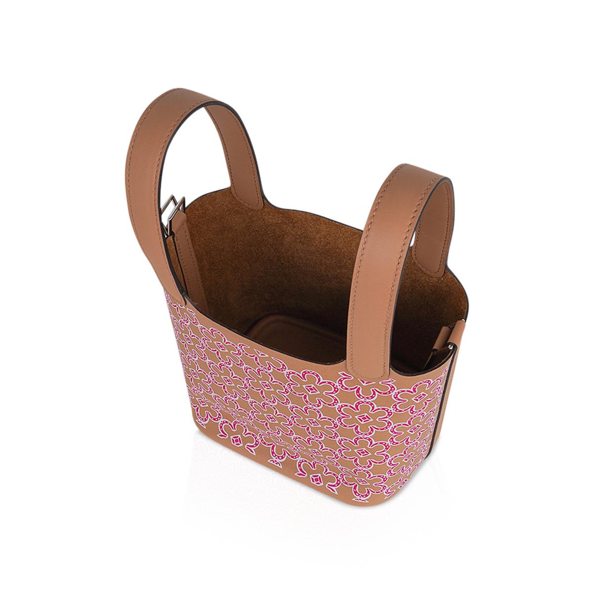 Hermes Picotin Lock 14 Micro Lucky Daisy Borsa Chai / Rose Palladium Hardware in vendita 1