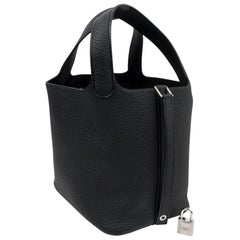 Hermès Picotin Lock 18 Sac noir Clemence Tote Palladium Hardware