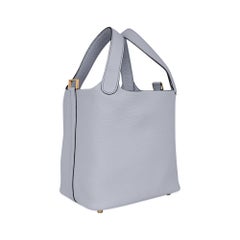 Hermes Picotin Lock 18 Bag Blue Pale Tote Gold Hardware Clemence Leather