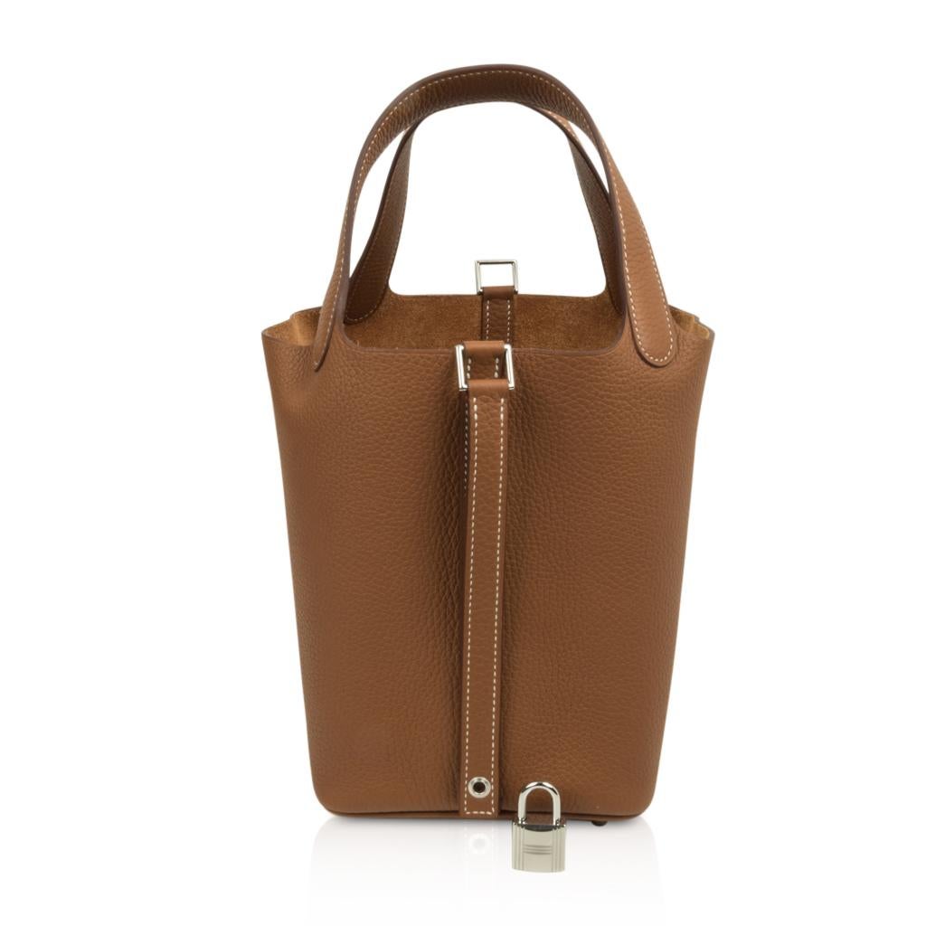 Brown Hermes Picotin Lock 18 Bag Gold Clemence Tote Palladium Hardware