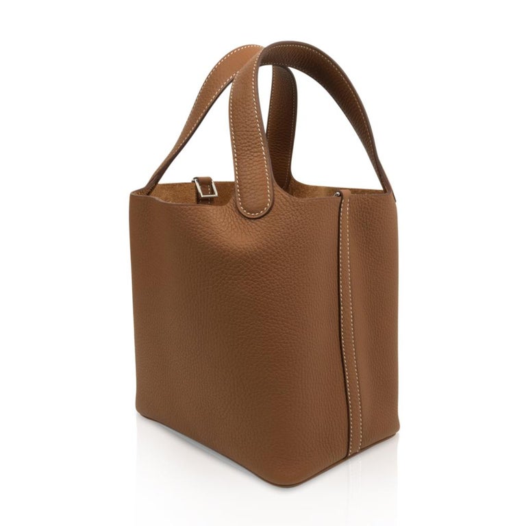 Hermes Picotin Lock 18 Bag Gold Clemence Tote Palladium Hardware At 1stdibs