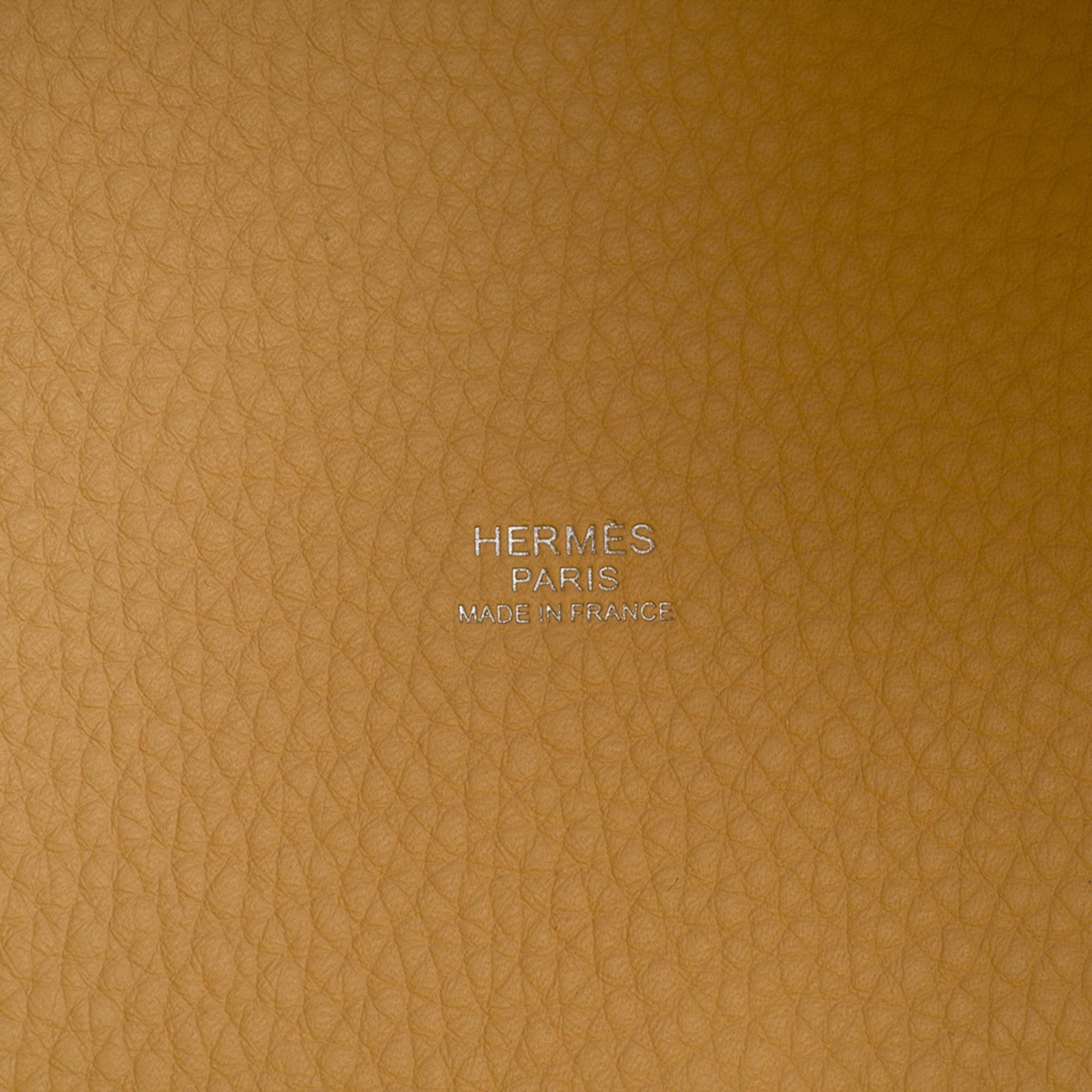 Hermes Picotin Lock 18 Casaque Bag Lime / Nata Bi-Color Tote Clemence Palladium  4