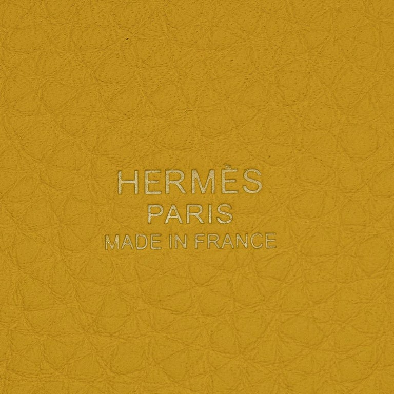 Hermes PICOTIN LOCK 18CM BI-COLOR 9D Jaune Ambre/7N Celeste LEATHER  PALLADIUM HA