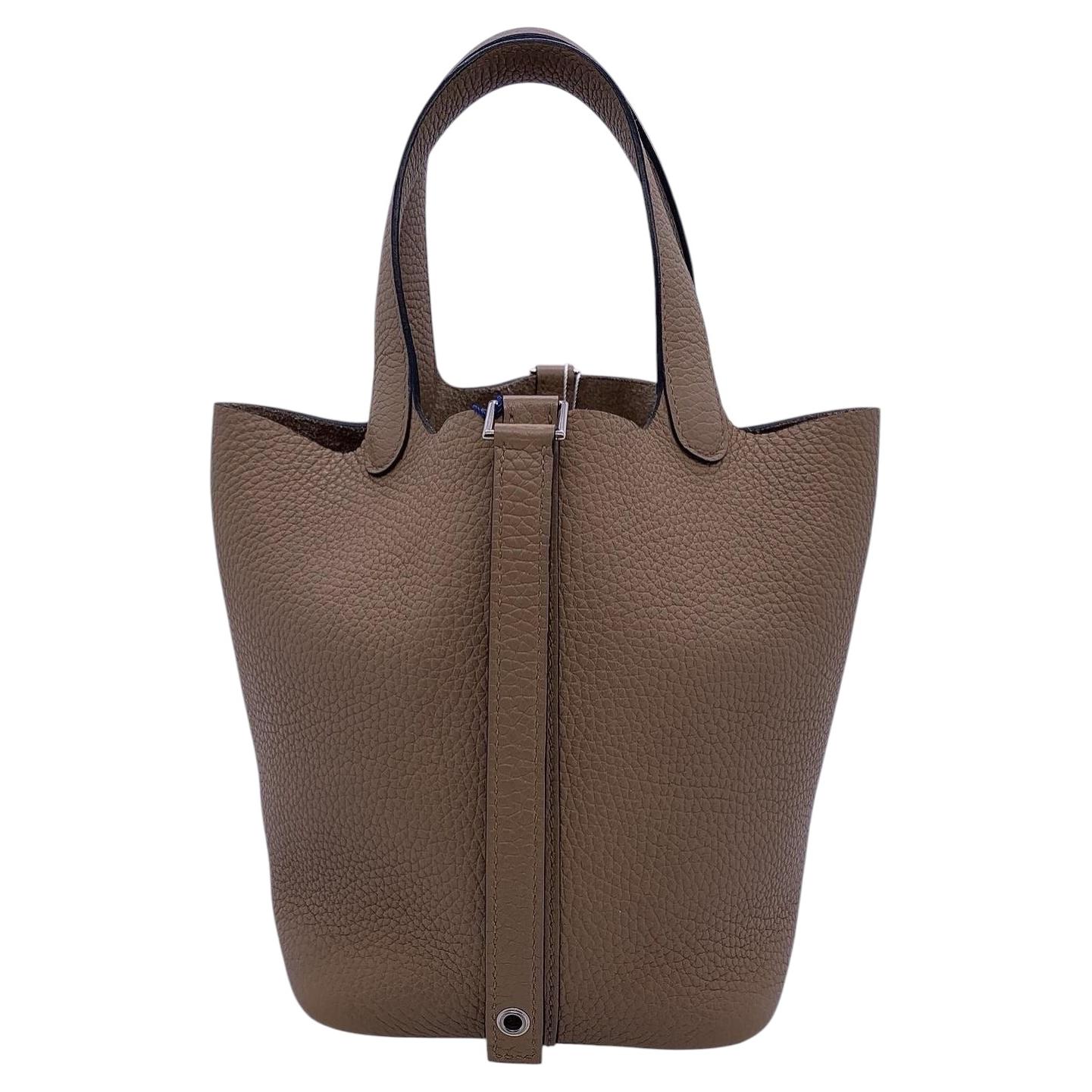 Hermes Picotin Lock 18 Bag Mocha Brown Clemence Stamp Z 2021