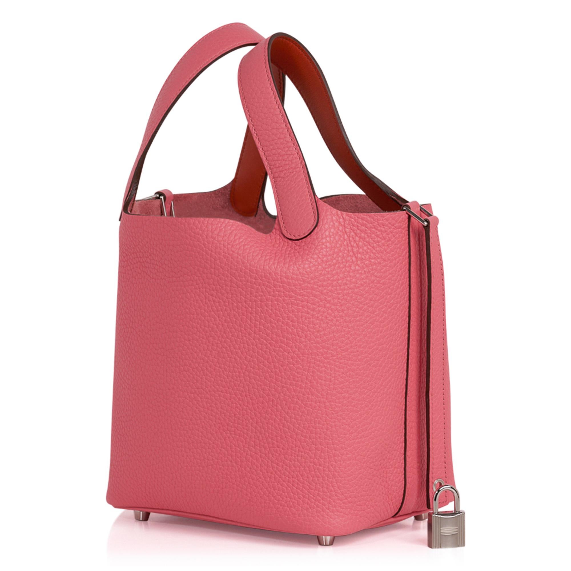 Hermes Picotin Lock 18 Eclat Bag Rose Azalee / Terre Battue Tote Clemence In condizioni Nuovo a Miami, FL