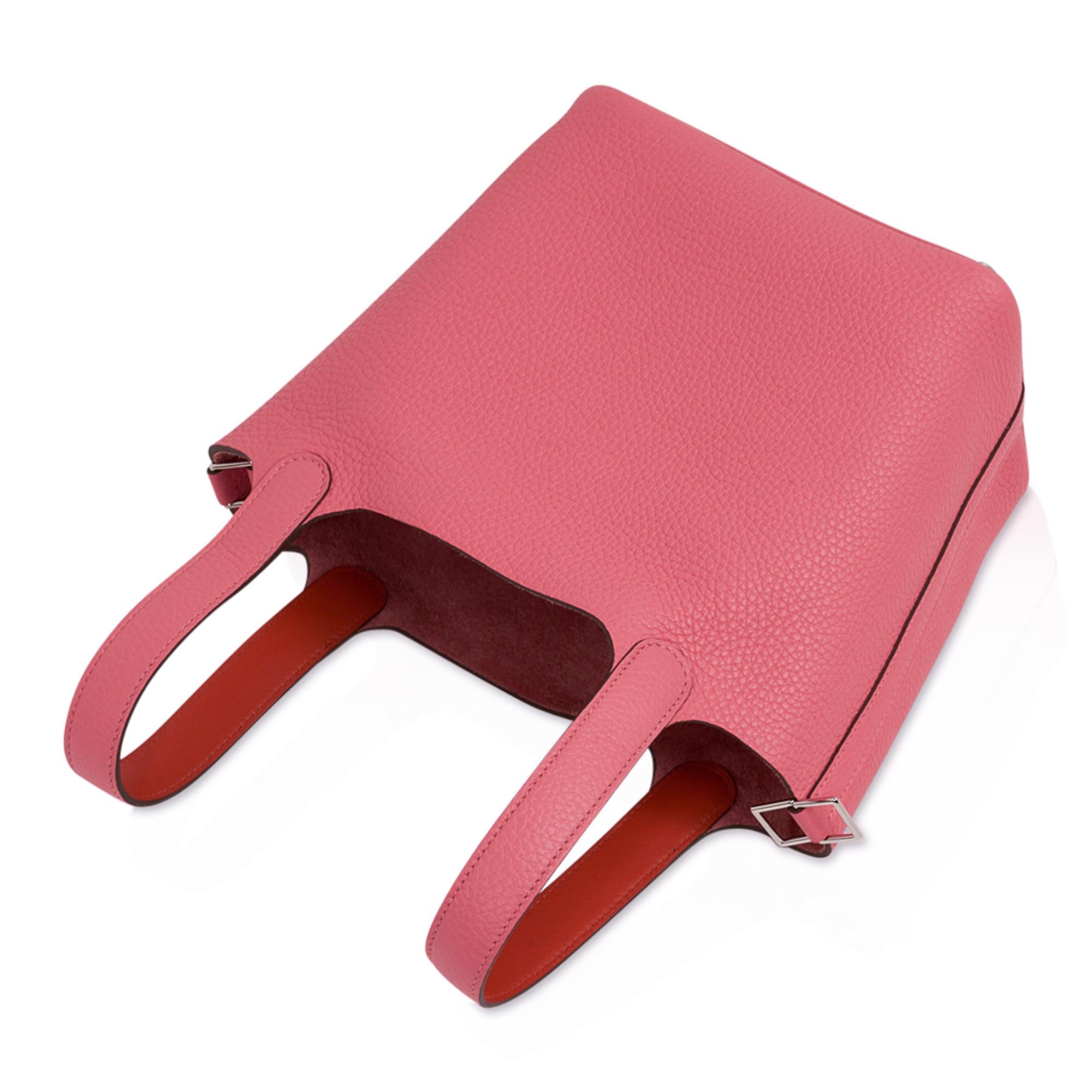 Hermes Picotin Lock 18 Eclat Bag Rose Azalee / Terre Battue Tote Clemence 1