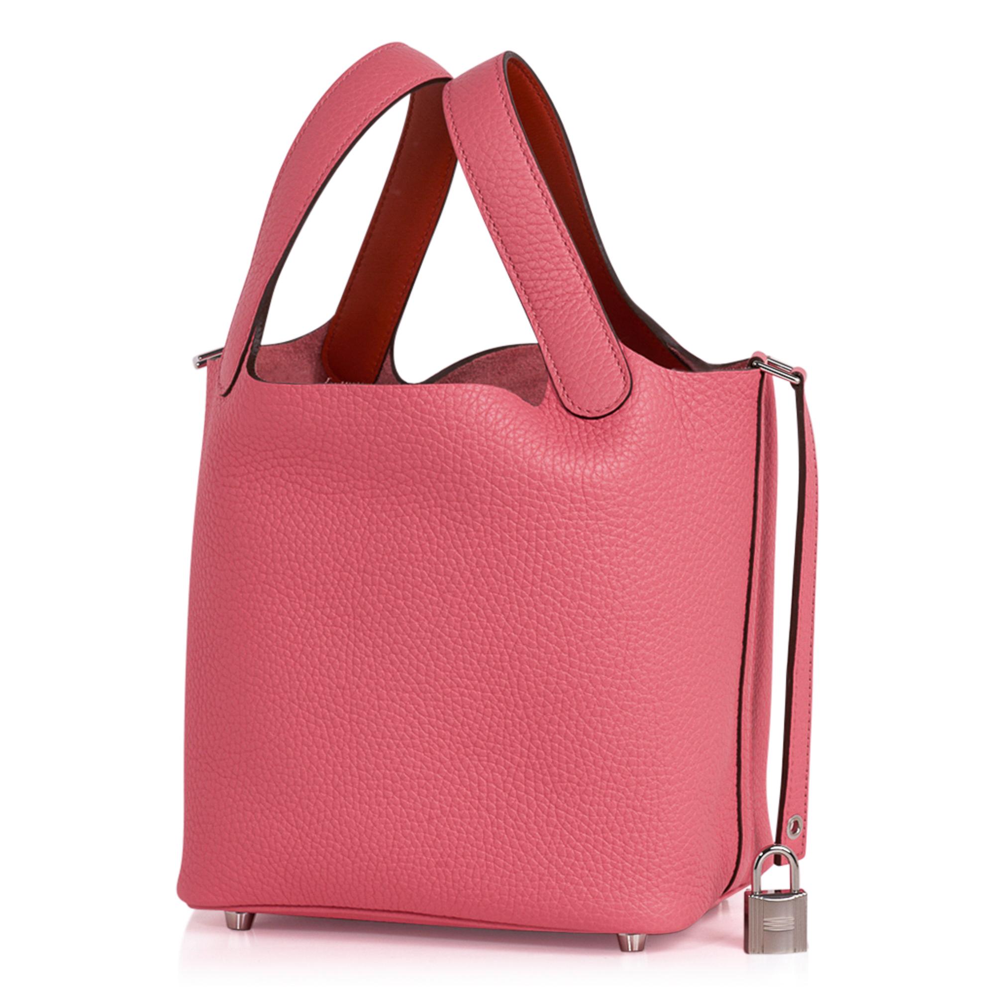 Hermes Picotin Lock 18 Eclat Tasche Rose Azalee / Terre Battue Tote Clemence 2