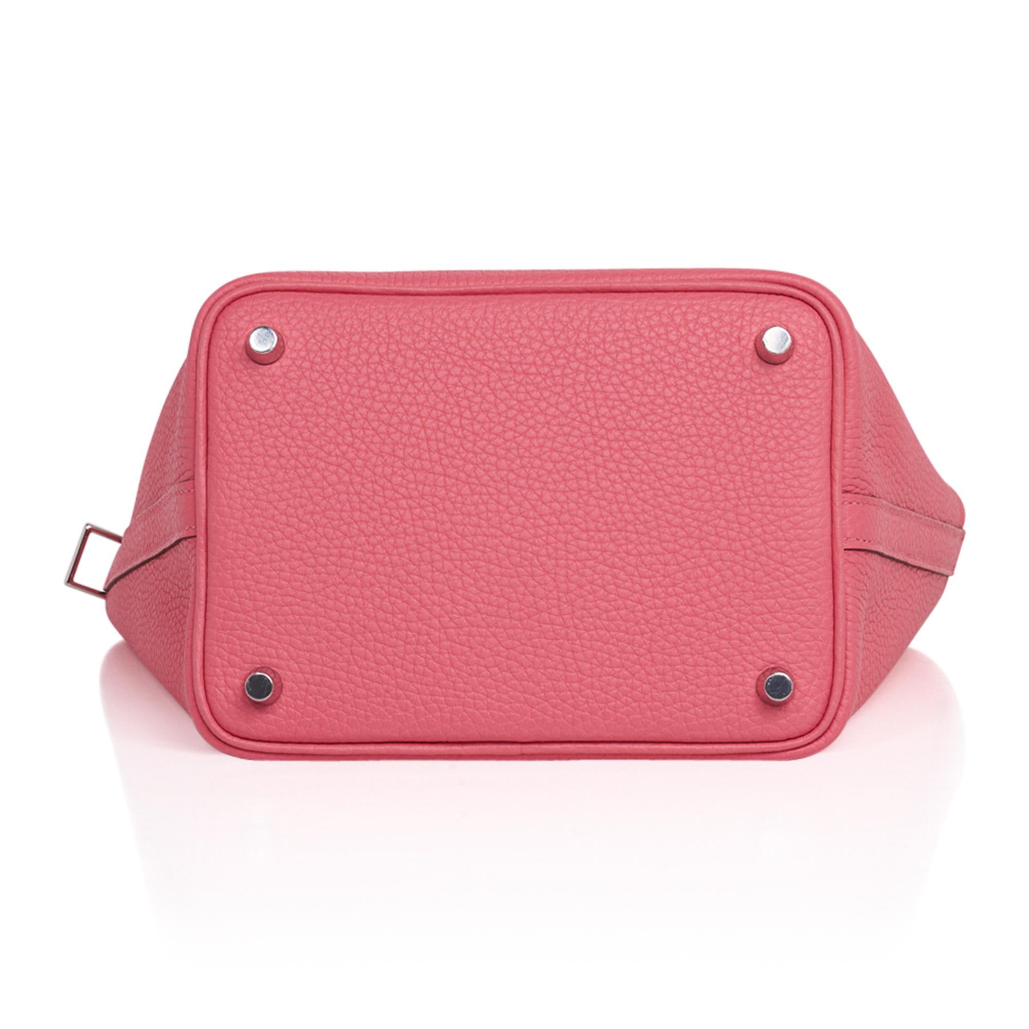 Hermes Picotin Lock 18 Eclat Bag Rose Azalee / Terre Battue Tote Clemence 3