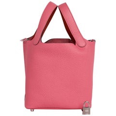 Hermes Picotin Lock 18 Eclat Bag Rose Azalee / Terre Battue Tote Clemence