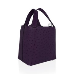Hermes Picotin Lock 18 Bag Violine Ostrich Tote Palladium Hardware