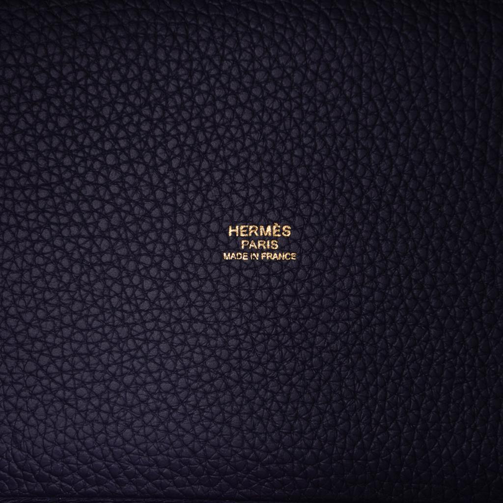 Hermes Picotin Lock 18 Blue Nuit Tote Bag Gold Hardware Clemence Leather 5